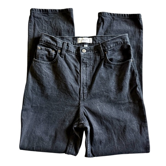Abercrombie & Fitch Curve Love Ultra‎ High Rise 90s Straight Jean Black Size 29R - Picture 2 of 13